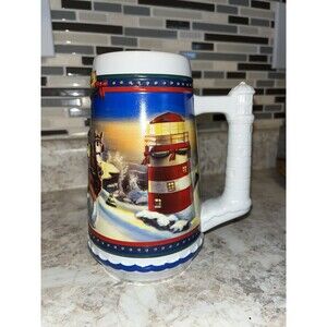 Vintage 2002 Budweiser Holiday Stein Beer Mug "Guiding The Way Home"‎ Christmas